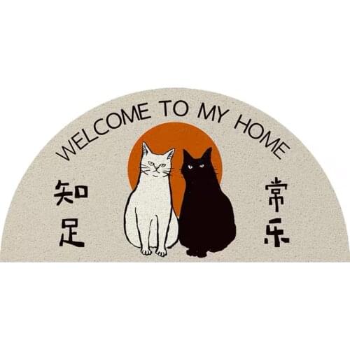 Cartoon Cat Sand Scraping Dust Door Entrance Mat Hallway Kitchen Bath Non-slip Rug Dust Removal Carpet Wire Loop Footpad Doormat