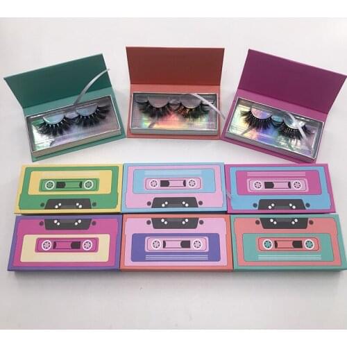 New Design Eyelash Packaging Box Magnetic Tape Retangle Lashes Case Long 5D 25mm Mink Eyelashes Mink Lash Box