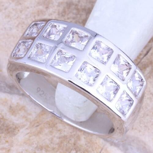 Fascinating White CZ Silver Plated Womens Jewelry Ring Size 6 / 7 / 8 / 9 R1205