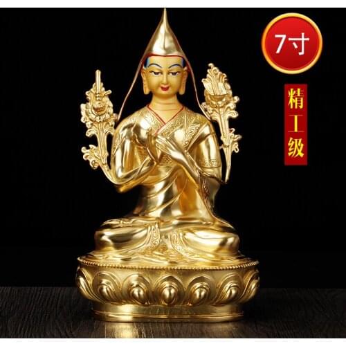 Wholesale Buddha HOME Talisman efficacious Protection Tibetan Gelug Buddhism Tsongkhapa gold-plated buddha figure statue