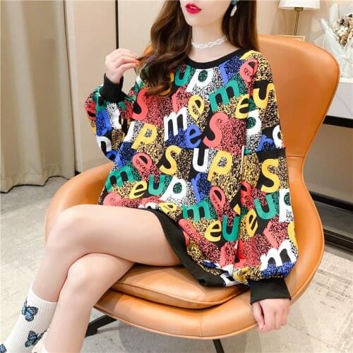 Autumn Womens Clothes Hoodies Teen Street Harajuku Sweatshirt for Women Letter Printing Loose Leisure Hoodie NS4650