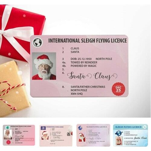 Fake Plastic Card Santa Claus Flying Licence Sleigh Licence for Children Kids Creative Christmas Gift Christmas Tree Decorations