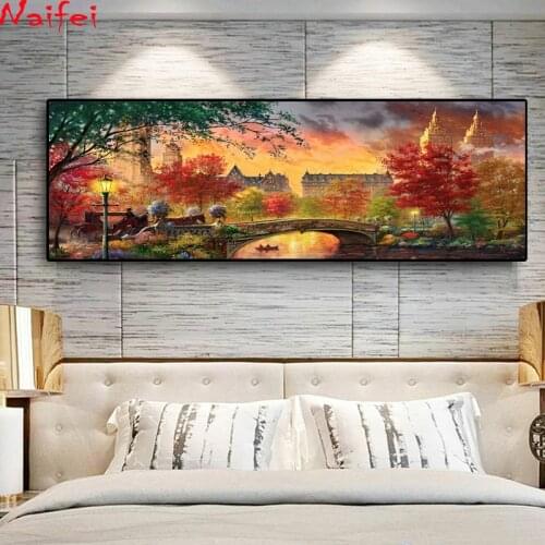Full Drill Square Round Diamond Painting 5D Large size colorful city autumn scenery New Arrival Diamond Art Embroidery Decor