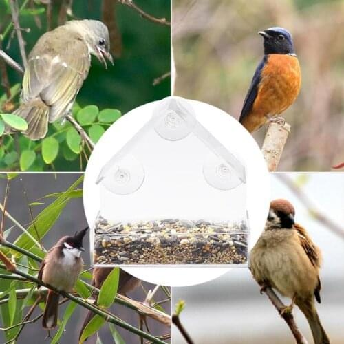 Nature Gear Window Bird Feeder Transparent Triangle House Shape Suction Cup Birdhouse Adsorption Type Cage