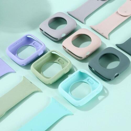 For Apple Watchband Apple Watch 38mm 40mm 42mm 44mm Candy Shell Plus Solid Color Silicone Set Strap iwatch 5 4 3 2 SE
