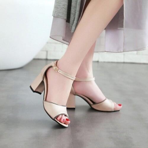 Big Size High heels sandals women shoes woman summer ladies Fashion sandals with thick heels and leaky toes