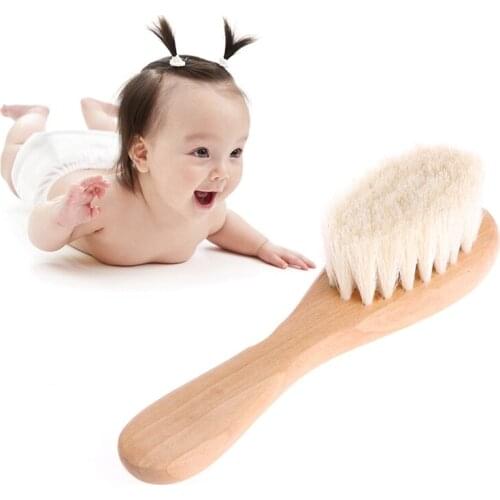 Wooden Handle Brush Baby Hairbrush Newborn Hair Brush Infant Comb Head Massager G2AD