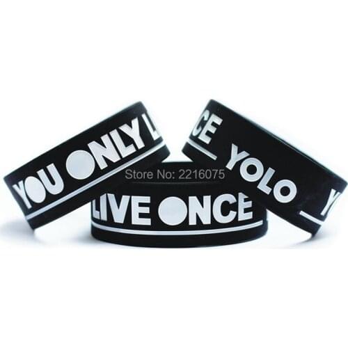 300pcs One Inch YOLO You Only Live Once wristband silicone bracelets free shipping by DHL express