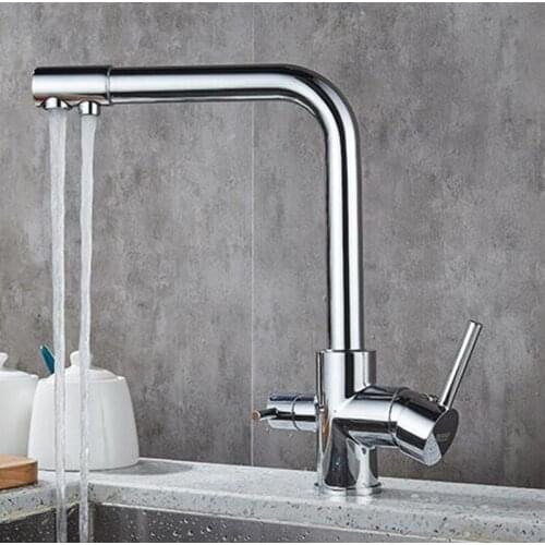 Vidric Kitchen Sink Faucet Tap double use with Pure Water Filter Mixer Dual Handles Chrome Finished brass hot and cold