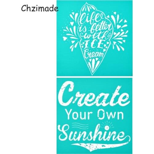 Chzimade 2Pcs Square Shaped Inspirational Words Self-Adhesive Silk Screen Printing Stencil Mesh Transfers For Pillow Diy Crafts