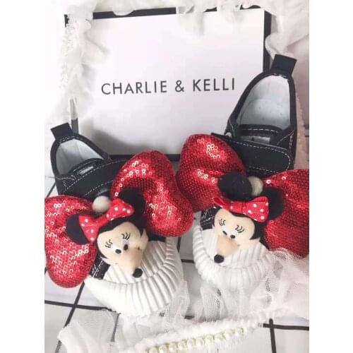 Disney Mickey Mouse girls big bow cartoon comfortable canvas non-slip casual shoes student soft bottom breathable sneakers