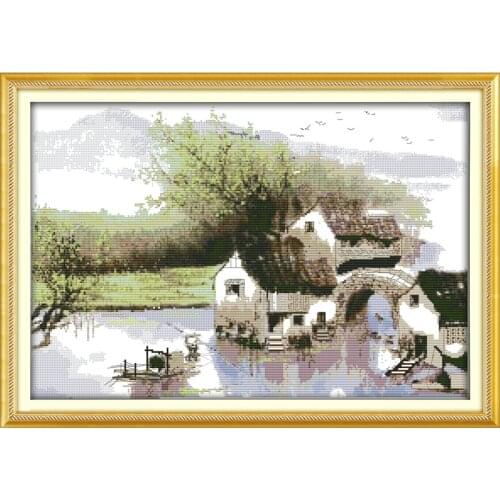 Everlasting Love Enjoyable Jiangnan Spring Chinese Cross Stitch Kits Ecological Cotton Stamped 11 CT DIY Christmas Decorations