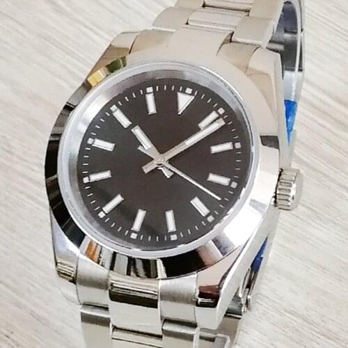 40mm stainless steel black dial polished case waterproof automatic mechanical watch sapphire glass folding safety buckle AAA