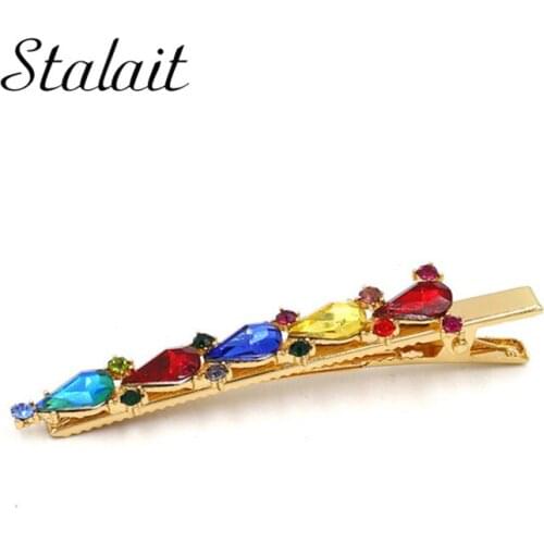Women Water Drop Crystal Rhinestone Fashion Hairpins Alloy Barrette Hair Clips Girl Hair Accessories Headdress