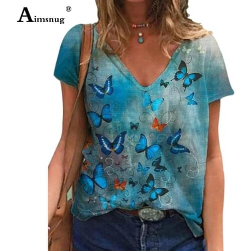 Plus Size 3xl Ladies Elegant Leisure T-shirt Bohemian Flower Print Womens Top 2021 Summer New V-neck Tee Shirt Casual Pullovers