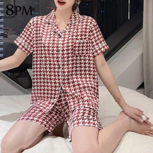Womens Silk Satin Pajamas Fashion Leopard Zebra Print Pyjamas Set Sleepwear Short-sleeved Shorts Sexy Loungewear ouc164
