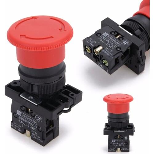 1pc Red Mushroom Emergency Stop Switch XB2-ES542 22mm NC N/C Push Button Switch 600V 10A