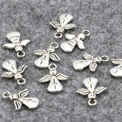 10PCS Copper Metal Angel-Shaped Lucky DIY Loose Finding Accessories Alloy Jewelry Making Design 17x13mm Pendant Women Girls Gift