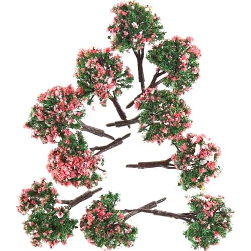 10pcs Flower Model Train HO Trees Ball Shaped Scenery Landscape 1/87 ScaleMixed colors