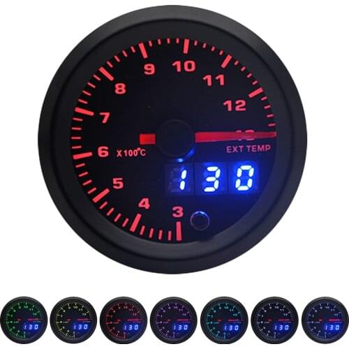 2" 52mm 7 Colors LED Car Exhaust Gas Temperature Gauge 300-1300 Celsius EGT Meter Analog/Digital Dual Display Gauge
