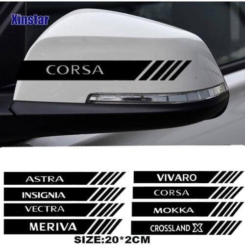 2pcs Car Rearview Mirror Sticker For Opel OPC Astra J H G K Insignia Corsa D B E Mokka Vectra Meriva Vivaro Crossland x