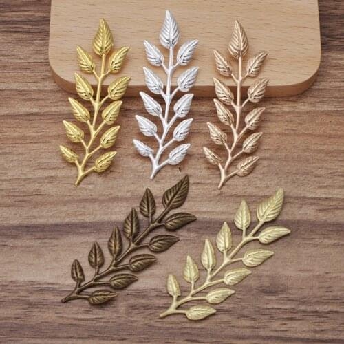20pcs 19x64mm Gold/Metal Charms Stamping Leaf Earring Charms Pendants DIY Floating Charms for Jewelry Making