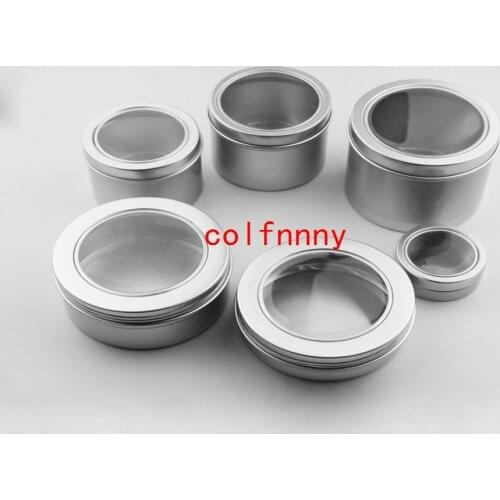 300pcs/lot 25ml 60ml 100ml Aluminum Cosmetic Cream Jar Window Cap, 150ML Metal Jars, 180ML Aluminum Box, Packing Tins Container