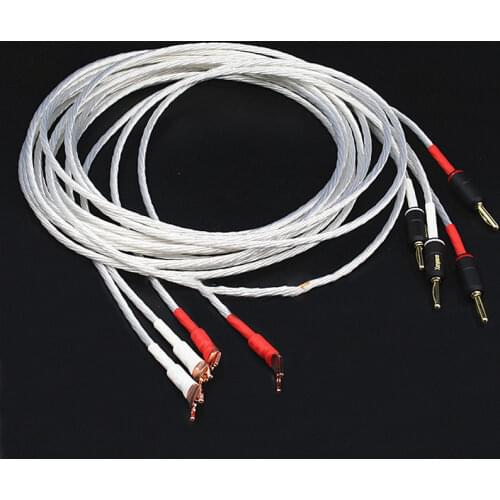 Audio HiFi OCC Silver Plated Speaker Cable Banana or Spade Plug