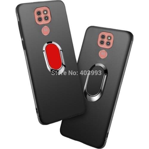 For Moto G9 Play Case For Moto G9 Plus Case Metal Ring Holder Magnetic Silicone Phone Case On For Motorola G9 G9 Play Cases