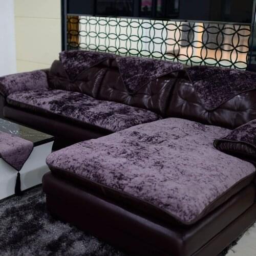 European Velvet Leather sofa Covers four seasons Towel cover Full coverage Universal winter Plush non-slip sofa cover