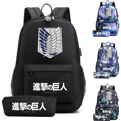 Anime Cosplay Canvas Backpack School Bags With Pencil Case for Teenage boys Girls Back To School Travel Bag Rucksack