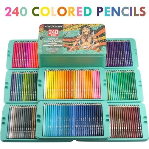 Multicolour 240 Colors Professional Oil Colored Pencil Iron box Wooden Soft Color Colour Pencil School Draw Sketch Art Supplies