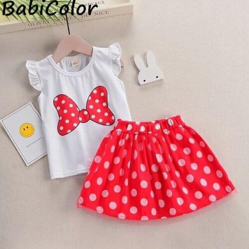 Baby Girls Summer Clothes Set Fashion Cotton T-shirt+skirts Dress 2pce Kids Girls Tracksuits For 1-4Y Girls Outfits