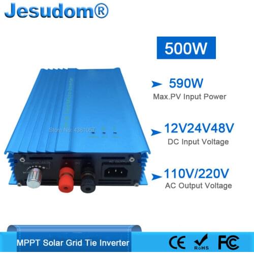 Micro 500W MPPT Solar Grid Tie Inverter Battery Discharge Power DC 24V 36V 48V 72V to AC110V220V Solar Grid Connected