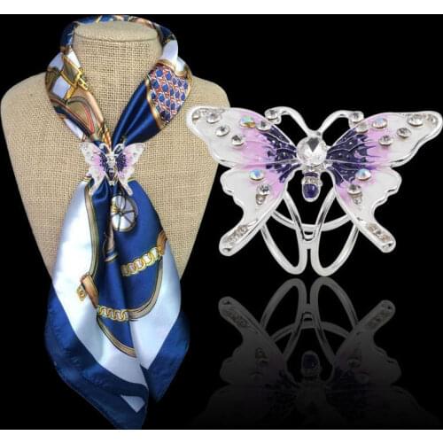 Fashion three-ring buckle wild personality simple butterfly scarf buckle large square scarf shawl buckle corner knot buckle