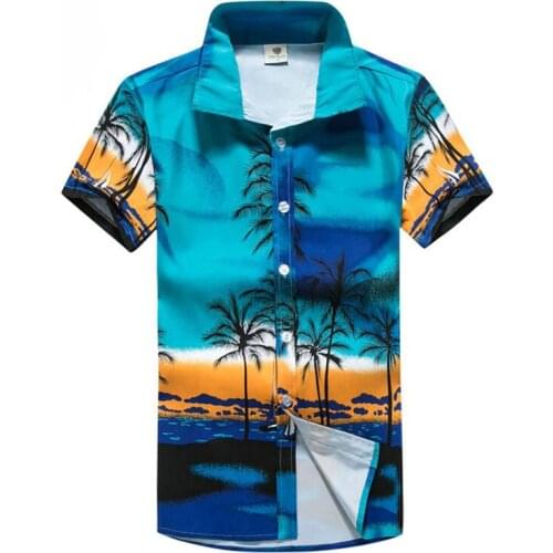 2020 Summer Printing Hawaiian Shirt Men Short Sleeve Casual Mens Shirt