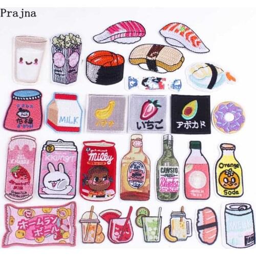 Prajna Japan Anime Patch Cartoon Bottle Embroidered Patches For Clothing Iron On Patches On Clothes Applique For Kids Jacket DIY