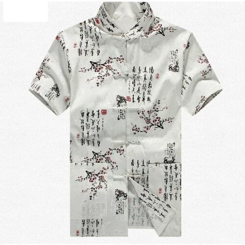 White 100% Cotton Brand New Arrival Chinese Traditional Mens Kung Fu Shirts Tops M L XL XXL 3XL MS2015017