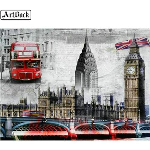 Full square diamond painting british tower landscape diy 5d diamond embroidery diamond mosaic handmade crafts