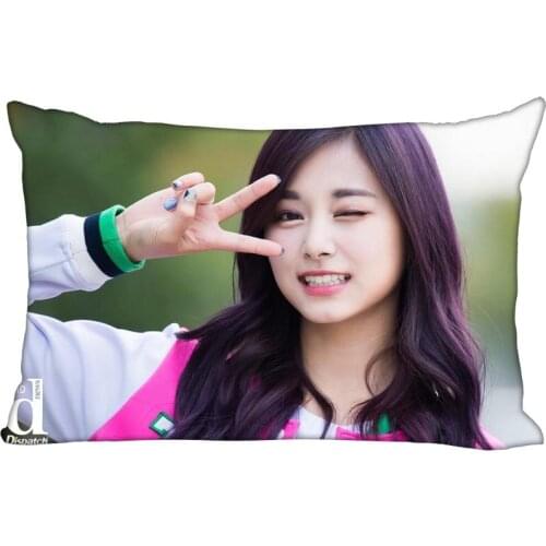 Hot Korea-Pop Custom Chou Tzuyu Satin Pillowcase 35x45cm (one side) Printed Zipper Silk PillowCover Custom Logo gift