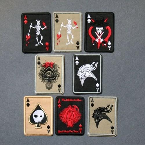 1PCS Punk Embroidery Cloth Stickers Armbands Poker Ace Death Reaper Red Peach A Outdoor parches Fan Bag Clothes Patch Patch
