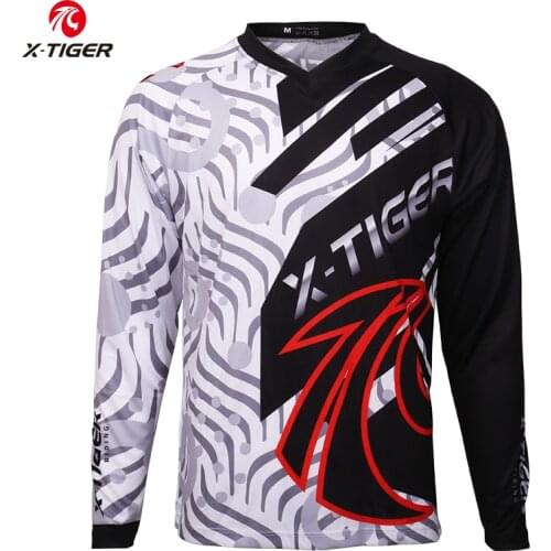 X-Tiger DH Shirt Long Sleeve Downhill Shirt 100% Polyester Downhill Jerseys MTB Bike Cycling Jerseys Motocross Racing Wear