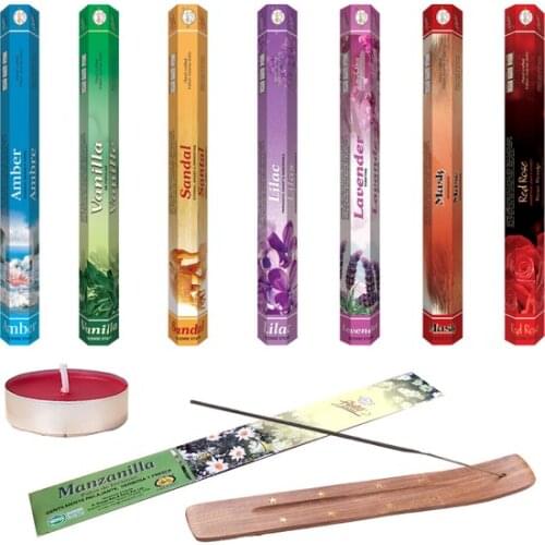 Flute Aura Incense Boat and Scented Tealight Candle 140 candles and scents свечи и ароматы velas y aromas