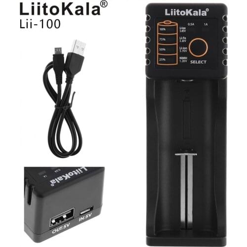 Liitokala Lii-100 USB Smart Charger with LED Indicator for 1.2V 3.7V 3.2V 3.8V AA AAA 26650 18650 18350 Lithium / Ni-MH Battery