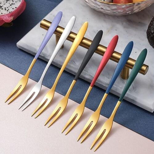 Fruit Fork Luxury Stainless Steel Gold Cake Dessert Forks Lovely Mini Fork Used For Cake in Party Snail Fork Restaurant