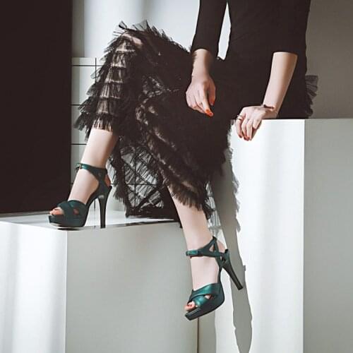 Sexy 2021 Womens Sandals Fish Mouth Ankle Strap Female Shoes Thin Fashion Platform Women Sandals High Heels Big Size 46