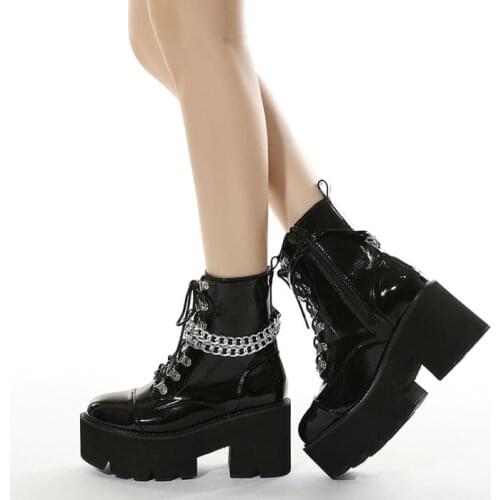 2021 large size womens shoes chain European and American new thick-soled platform womens shoes thick high-heeled ankle boots
