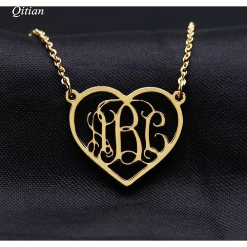 Love Heart Personalized Name necklace Hollow Monogram Initials Custom Name Pendant Women Choker Gift