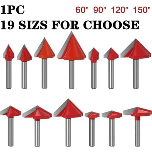 1pc 6mm Shank 60 90 120 150 Degree V Groove Wood Router Bit Tungsten CNC Carbide Milling Cutters For Wood Engraving Power Tools