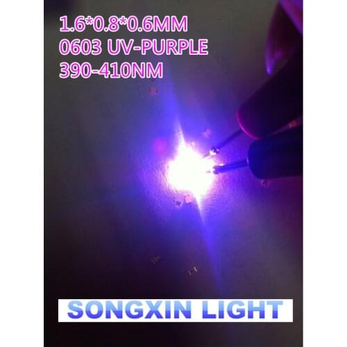 1000pcs UV/purple Color 0603 SMD SMT Super Bright lamp LED lights light-emitting diodes New High quality 390-410nm 1.6*0.8*0.6mm